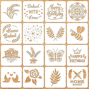 20 Pieces 20 Styles Bread Stencils Baking Template Tool Set for Decorating Cake Pie Cookie and Artisan Baking