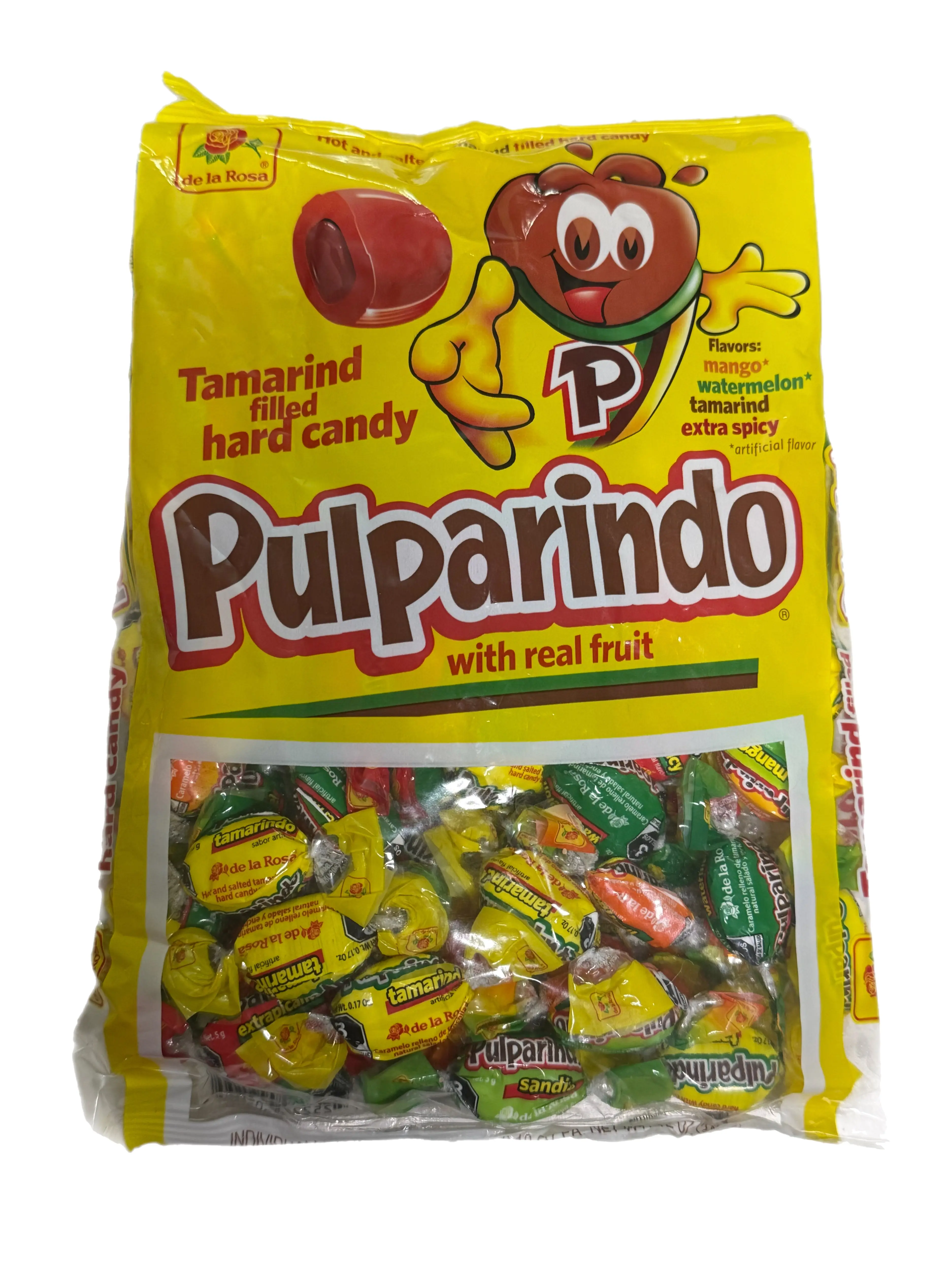 De la Rosa Pulparindo Tamarind Filled Hard Candy Assorted Flavors – 17.6 oz (500 g)