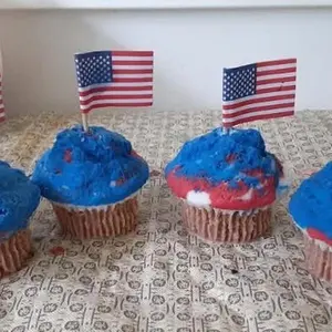 Red White Blue Cupcake Candles with American Flag Toppers Perfect for Veterans Day Celebrations