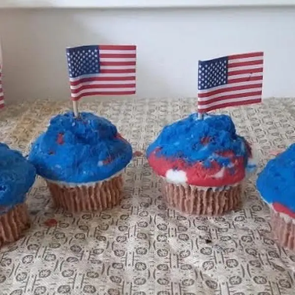 Red White Blue Cupcake Candles with American Flag Toppers Perfect for Veterans Day Celebrations