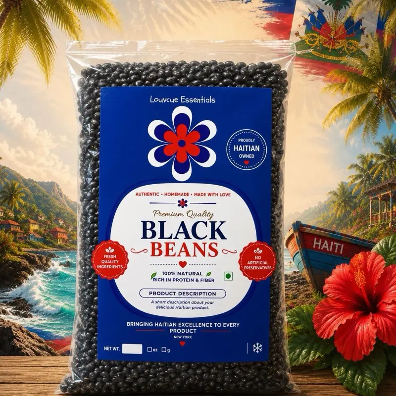 Louvcue Essentials Premium Black Beans – 100% Natural, High in Protein & Fiber, Authentic Haitian Cooking Beans