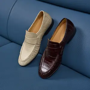 Old Money  Light Sensing Pointed Eel Leather Loafers Folded Flat Bottom One Pedal Casual Leather Shoes Men's Single Shoes