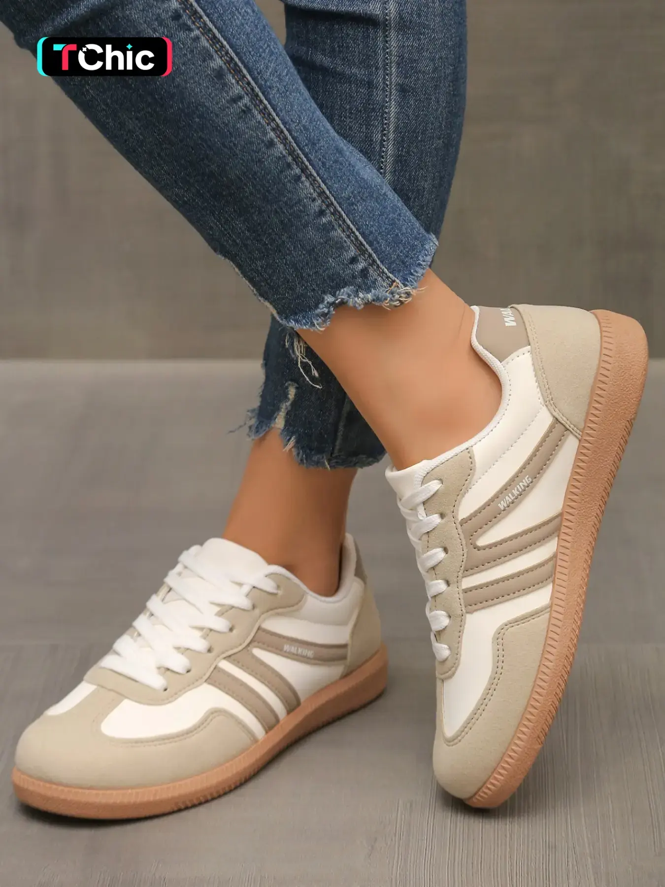 Women's Classic Striped Minimalist Casual Shoes, Sneaker, Walking Shoes, Casual Trainer Footwear, Low Top Lace-Up, Breathable Non-Slip Rubber Sole, Campus Streetwear, All Seasons, Commute Travel