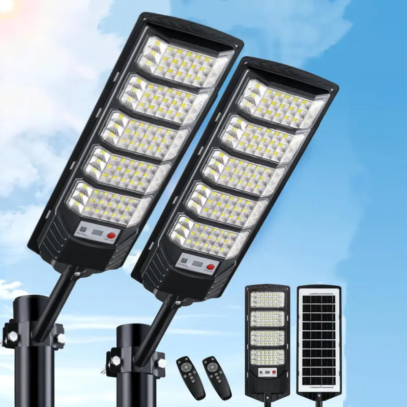 2-PACK Solar Street Light IP67 Waterproof with Motion Sensor 3 Modes Zero Wiring Easy Install for Garden Yard Pathway High Capacity Battery 36-48 Hours Lasting 4-Pack