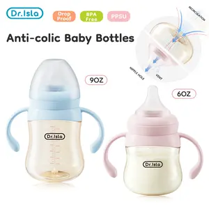 Dr.Isla PPSU Anti-Colic Baby Bottle(9 OZ/6OZ ), Scientifically Prevents Gas/Bloating/Colic Tears, Dual inhalation at the top and bottom, 45°C Precision Scale Avoids Thermal Burns, Bio-Mimetic Nipple Ensures Easy Latch & Peaceful Sleep, Tough Drop-Proof