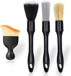 GJANSH Car Valeting Kit, 4 Counts Set Soft Professional Portable Brush for Car Interior Cleaning & Dust Removal, Car Interior Cleaning Brush Set, Cleaning Supplies, Car Detailing Products, Automotive. fathersdaygift