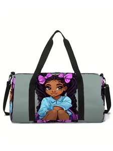 Girl African Pattern Large-Capacity Travel Duffel Bag, Portable Handheld Storage Bag, Travel Duffle Bag