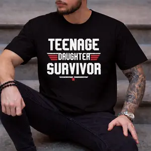 Teenage Daughter Survivor Tee – Funny Dad Shirt, Gift for Fathers with Teen Girls, Unisex Cotton Humor T-Shirt