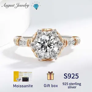 Women's 1 Carat Artificial Moissanite Princess Cut Solitaire Engagement Ring - 925 Pure Silver, 6-Claw Rose Hand Bouquet Design, Daily Gift for Females