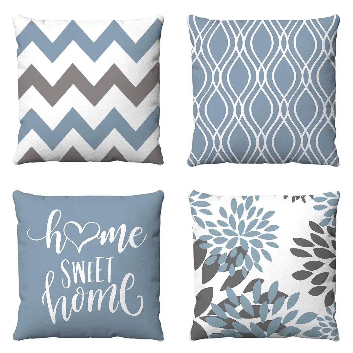 Letter & Floral Pattern Pillow Case, 4 Counts Square Throw Pillow Cover Without Filler, Durable Decoration Supplies For Living Room & Bedroom Sofa