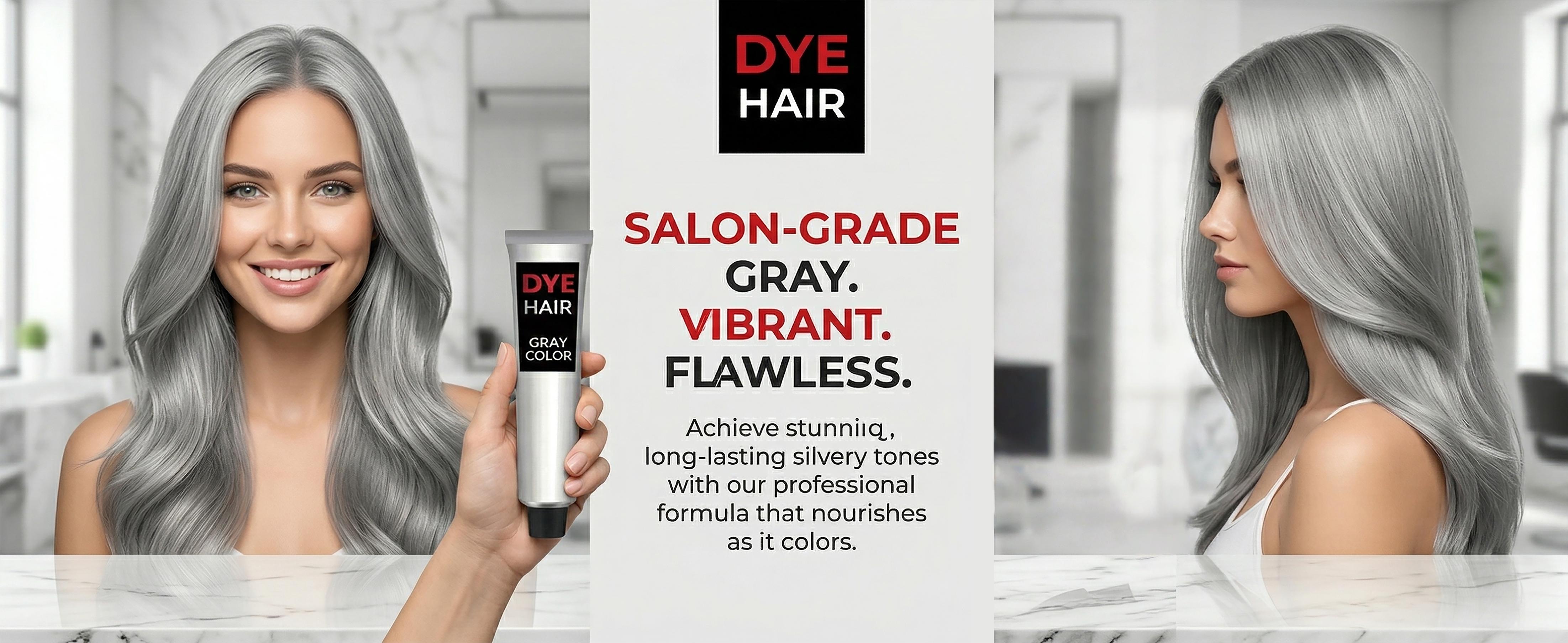 Hair Dye Shampoo 3 in 1 for Women & Men, Rich Silver Gray Root-to-Tip Coloring with Natural Extracts, 3-4 Weeks Lasting Smooth Shiny Finish, Easy Home Use for All Hair Types