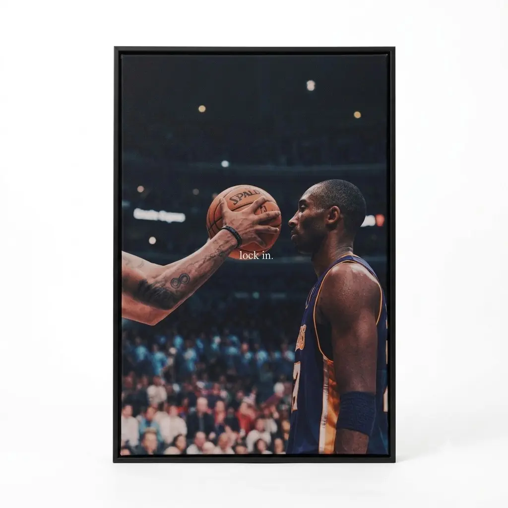 Kobe Bryant Lock In Canvas Wall Art, Lakers Motivational Basketball Poster