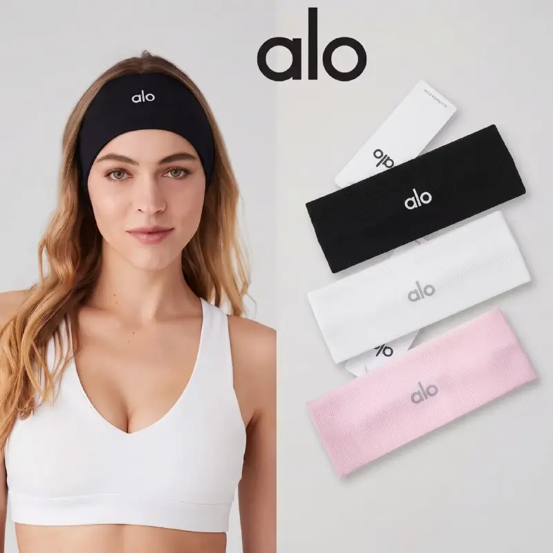Ribbed Wide Headband - Women's Athletic Sweatband for Workout, Pilates & Running,Black Pink White Sweatband