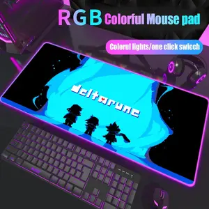 Deltarune Mouse Pad Glowing RGB Mouse Pad Design XXL Large Gaming 1000×500mm 900×400mm 800×400mm 600x300mm Mouse Pad - Extended, Thick, Non-Slip Rubber Base Desk Mat with Precision Stitched Edges - Washable Large Desk Pad