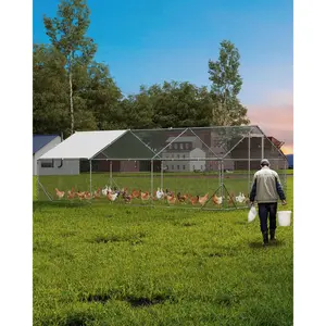 Heavy Duty Outdoor Metal Pet Enclosure – Spacious Walk-In Coop & Kennel with Waterproof & Anti-UV Cover – Secure Playpen for 6-10 Chickens or Large Dogs – For Backyard – 9.8/13.1 x 6.6/9.8 x 6.4 Ft