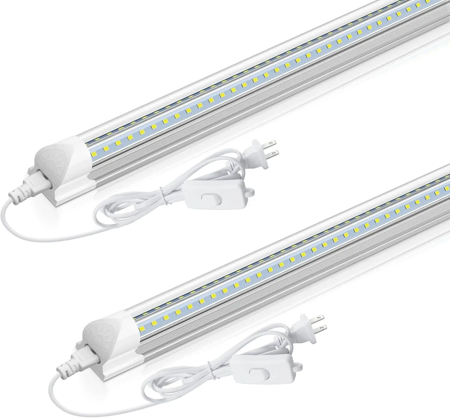 CNSUNWAY LED Shop Light 2FT, 22W 3300LM 6500K, T8 LED Tube Lights, Clear Cover, Ceiling and Utility Shop Lights, Linkable Light Fixture for Workshop, Garage, Workbench, Warehouse, ETL Listed (2 Pack)