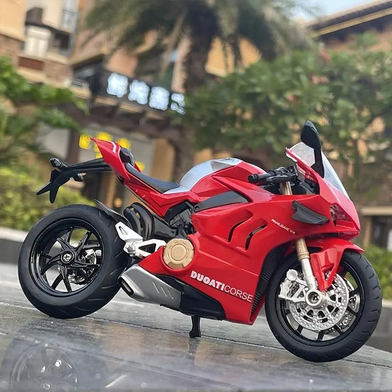 1/12 Scale Ducati Panigale V4S Alloy and Plastic Racing Street Motorcycle Model, 1pc Simulation Toy for Collection, Kids Gift