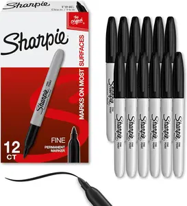 Sharpie Fine Point Permanent Markers Set Quick Drying Fade Resistant Black 12/24/36/48 Count for Wood Plastic Paper Metal Drawing Coloring Poster