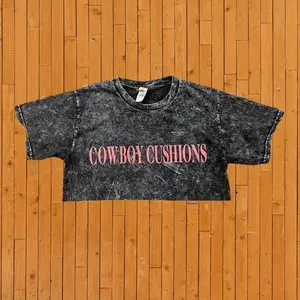 Cowboy Cushions Vintage Wash Crop Top High Quality Cotton Womenswear
