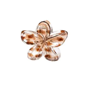 Plumeria Flower Hair Clip - Fashionable Versatile Floral Claw Clip for Women, Plastic Baking Varnish, Ideal for Commuting & Headdress