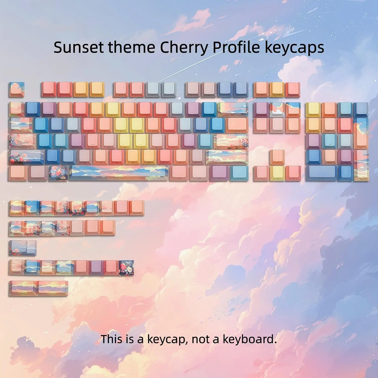 Womier PBT Keycaps,Dye-Sublimation Cherry Profile Key caps for MX Switch 100%, 75%, 65%, 60% Mechanical Keyboard
