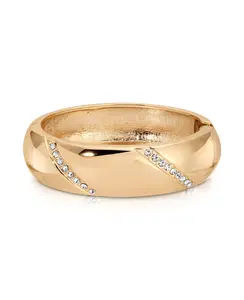 Ettika Crystal Dotted Bangle 18k Gold Plated Cuff Bracelet with Hinge Closure Elegant Jewelry for Any Occasion