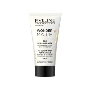 Eveline Cosmetics Wonder Match SPF 20 Serum- Facial Makeup Base 3in1 (30ml) Hyaluronic Hyaluronic Acid