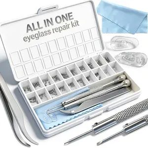 Eyeglass Repair Kit, Glasses Screwdriver Set, 18 Screws, Precision 1.4mm Phillips Flathead, Tweezers, Nose Pads, Microfiber Cloth, Compact DIY Eyewear Sunglasses Readers Watch Jewelry Repair Tool