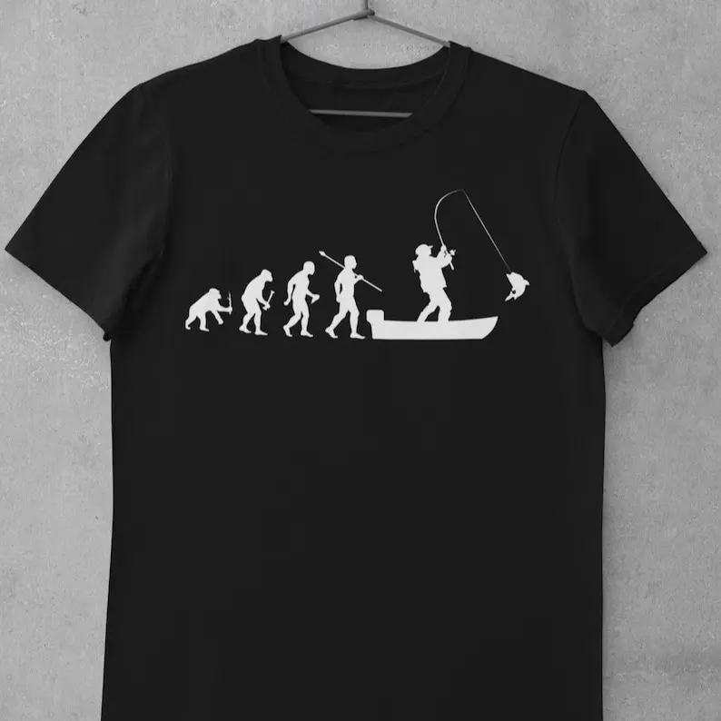 Men's Casual Short-Sleeve Round Neck Unisex Boat Fishing T-Shirt - Comfortable Fabric Garment, Menswear Top