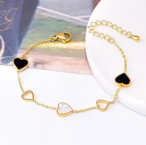 Black and White Heart Bracelet