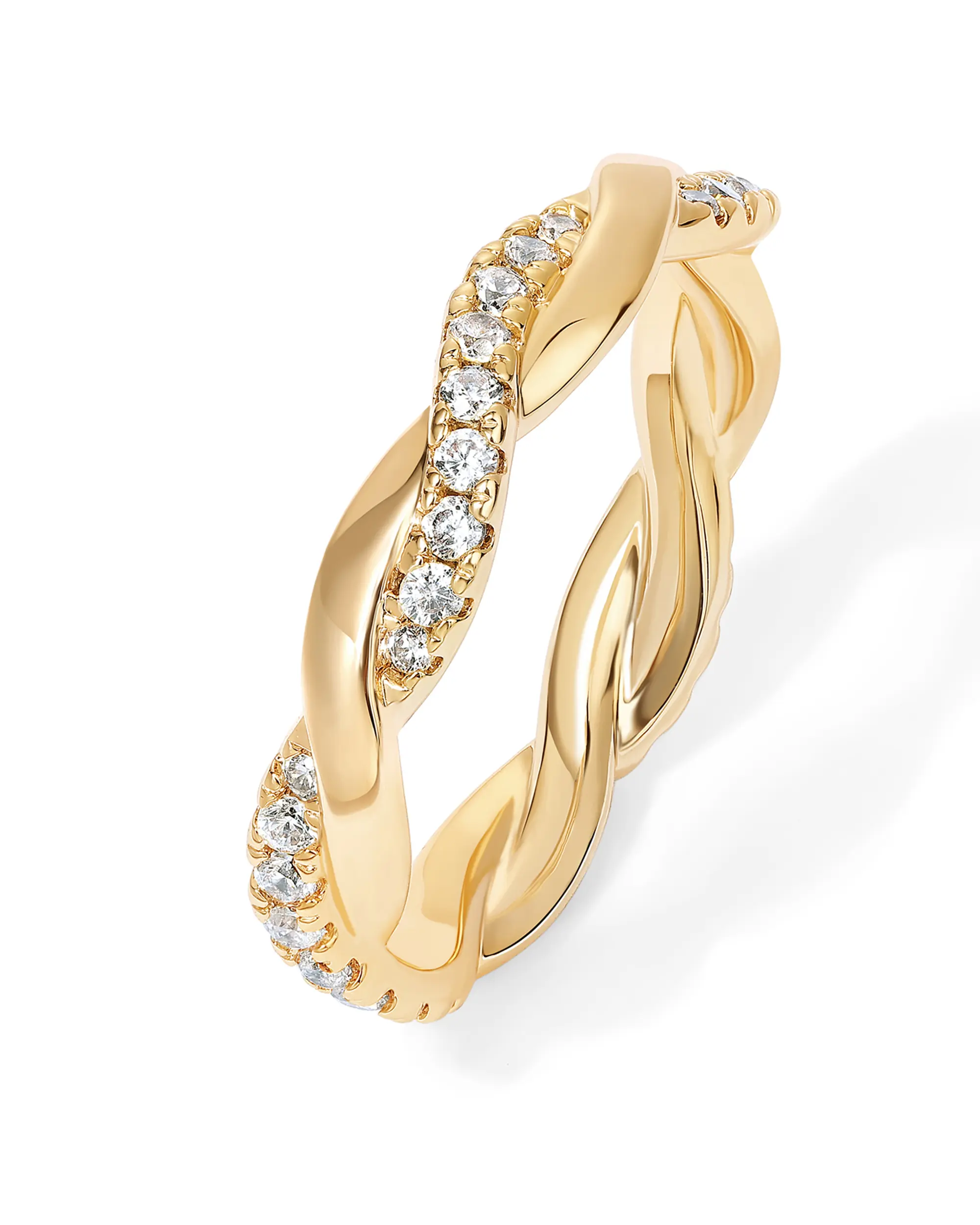 PAVOI 14K Gold Plated Cubic Zirconia Twisted Rope Eternity Band for Women PAVOI 14K Gold Plated Cubic Zirconia Twisted Rope Eternity Band for Women