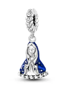 Silver Color Brazil Mother Pendant Necklace, Casual Style Faith Jewelry, All Seasons Wear, No Choking Hazard, Religious Gift Idea