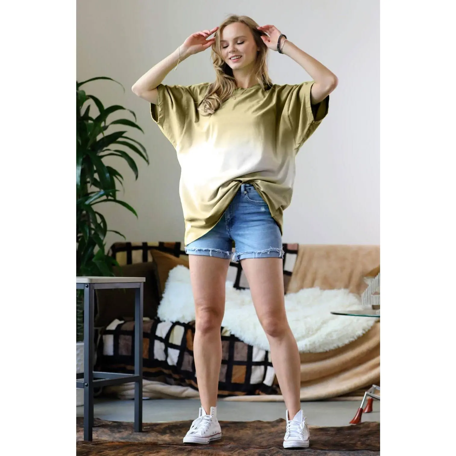 Khaki Ombre Oversized Tee