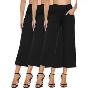CADMUS High Waist Yoga Pants Women Wide Leg Pants Capri with Pockets
