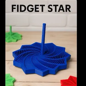 Fidget Star with Handle: Hypnotic Visual & Sound Stress Relief Spinner, 3D Printed Desk Toy