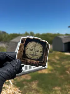 Fallout Pip-Boy Sticker: Retro Gamer Vinyl Decal - "Please Stand By"