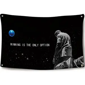 Winning Is The Only Option" Rapper Tapestry Flag - Wall Hanging Banner with 4 Brass Grommets for College Dorm, Man Cave & Outdoor Decor