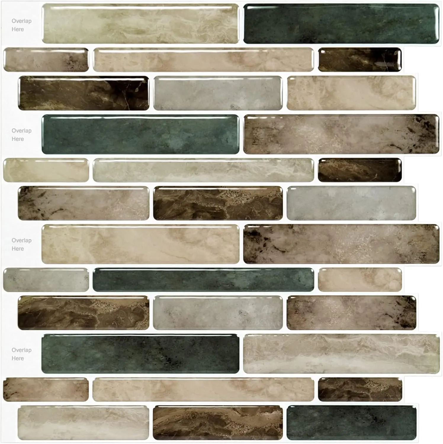 10-Sheet Peel and Stick Backsplash Tile for Kitchen,  Splash Stick On Tiles for Kitchen Wall (Dark Brown)