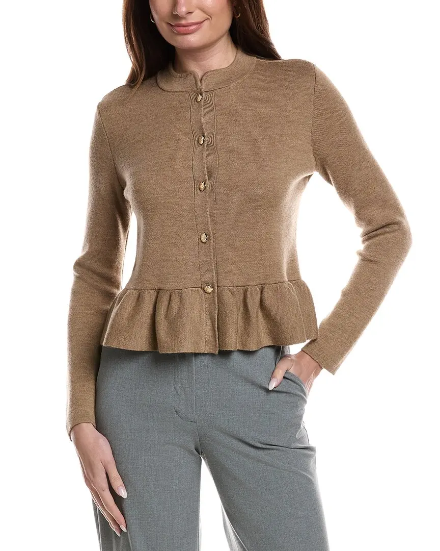 Bruno Magli Merino Wool Peplum Sweater Jacket