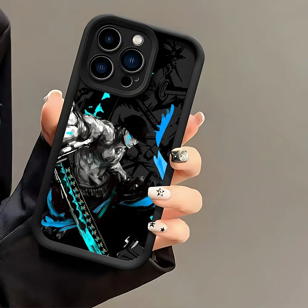 Anime Cool One-Eyed Zoro Pattern Phone Case for iPhone 16 15 14 13 12 11 Pro Max Mini XR XS X 7 8 Plus Shockproof Soft TPU Back Cover, Phone Protection, Daily Phone Safeguard, Character Phone Case, Anime Phone Case, Manga Character Art, Cool Anime Graphic