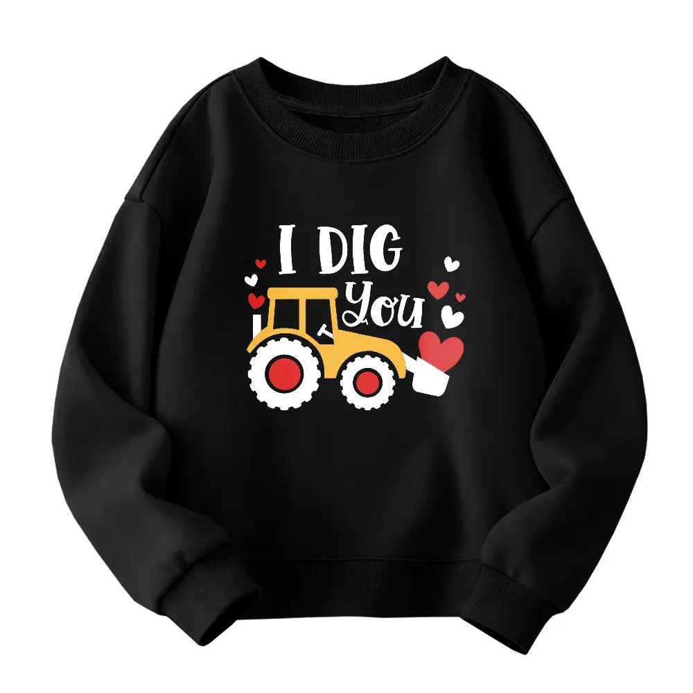 Boys Girls Valentines Sweatshirt Toddler Love Heart Truck I DIG You Graphic Long Sleeve Raglan Little Kids Top 2-13Y,Valentine's Day gifts, Valentine's Day children's clothing