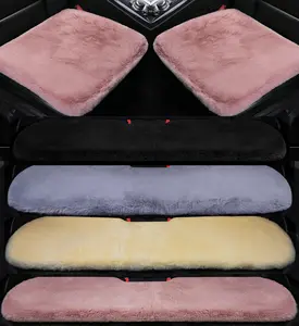 Sheepskin Car Seat Cushion Seat Covers for Cars Trucks SUV Comfort Plush Seat Warm Protector Pad for Car Driver Bench bottom Car Accessories