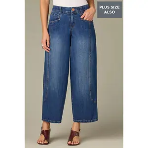 High Rise Plus Size Barely Barrel Jeans with V-Yoke and Front Panels