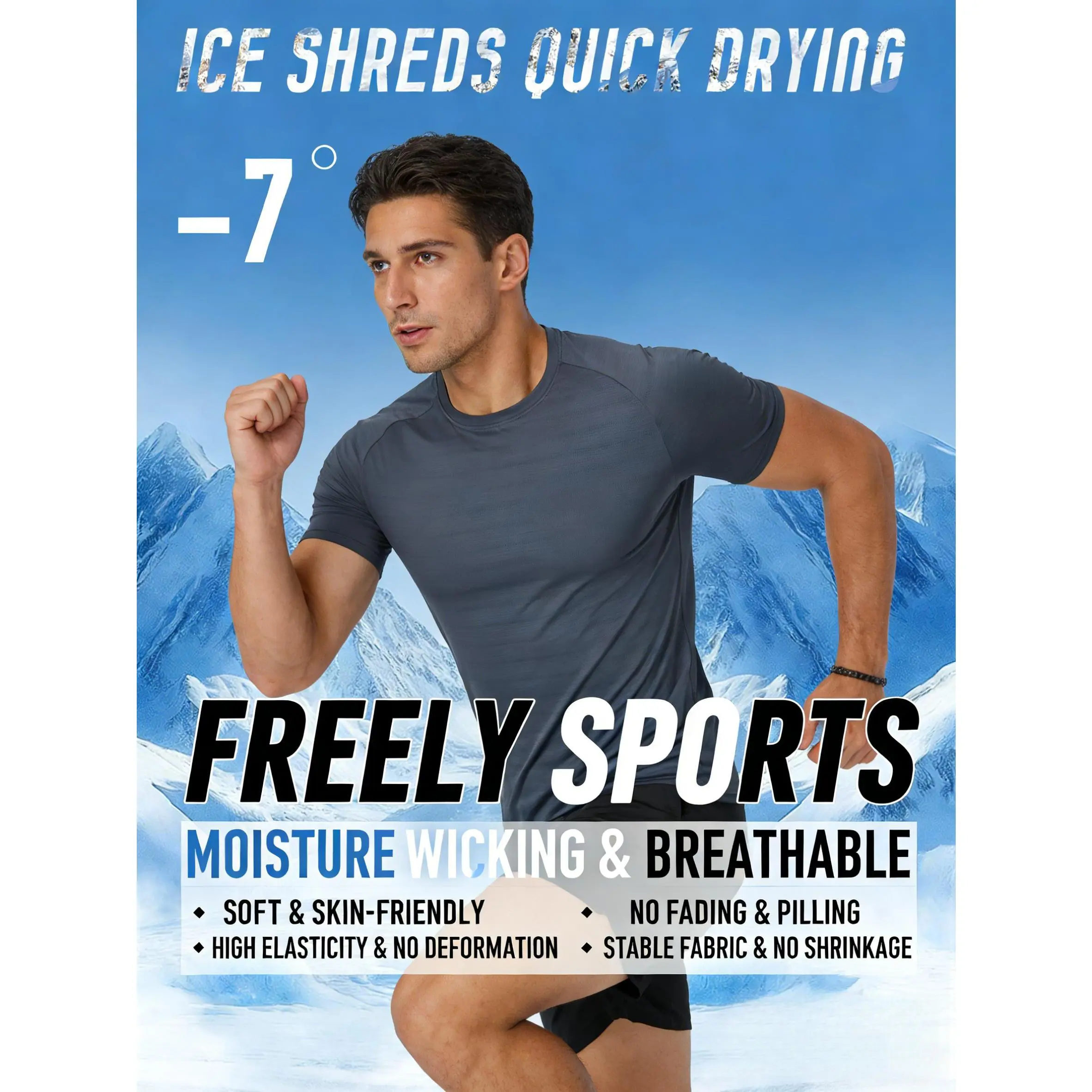 3PCS Men's Ice Silky Fiber T-Shirts | Breathable, Moisture-Wicking, High-Elasticity, Loose-Fit, Quick-Summer Sports Basic Round Neck Tees 3PCS Men's Ice Silky Fiber T-Shirts | Breathable, Moisture-Wicking, High-Elasticity, Loose-Fit, Quick-Summer Sports Basic Round Neck Tees