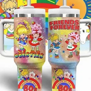 Strawberry Shortcake And Rainbow Brite Cartoon Custom Cup 40 oz 20 oz Tumbler With Handle