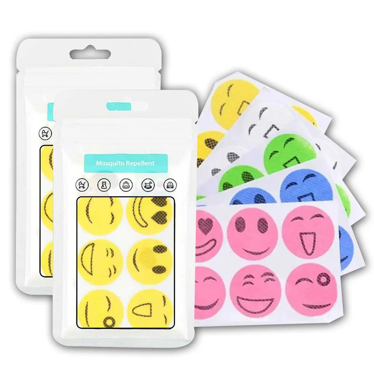 324 Count Mosquito Repellent Patches DEET-Free Smiley Face for Kids & Adults Safe Effective Fun Protection Easy to Use Versatile Use