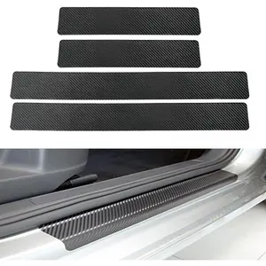 Door Sill Plate Protectors for Car - Universal Door Entry Guards Sill Scuff Cover Panel Step Protector, Welcome Pedal Protector Cover, Carbon Fiber, 4pcs/Set