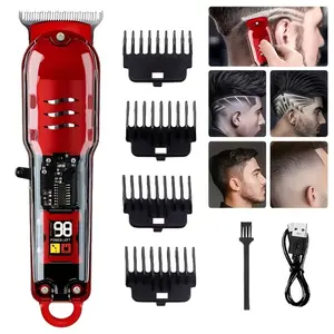 Professional Hair Clipper for Men and Women - Rechargeable Barber Grade Trimmer with Multiple Limit Combs - Ideal Gift for Salon and Travel, Suitable for Shaving, Haircutting, Trimming Body Hair, Oil Head Electric Thruster, Digital Display