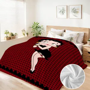 BETTY BOOP 90"x108" Large Size Cartoon Luxury Flannel Blanket Ultra Soft for Bed Sofa Travel Car Use Perfect Gift for Wife Mother Grandma New Mom Wall Decor