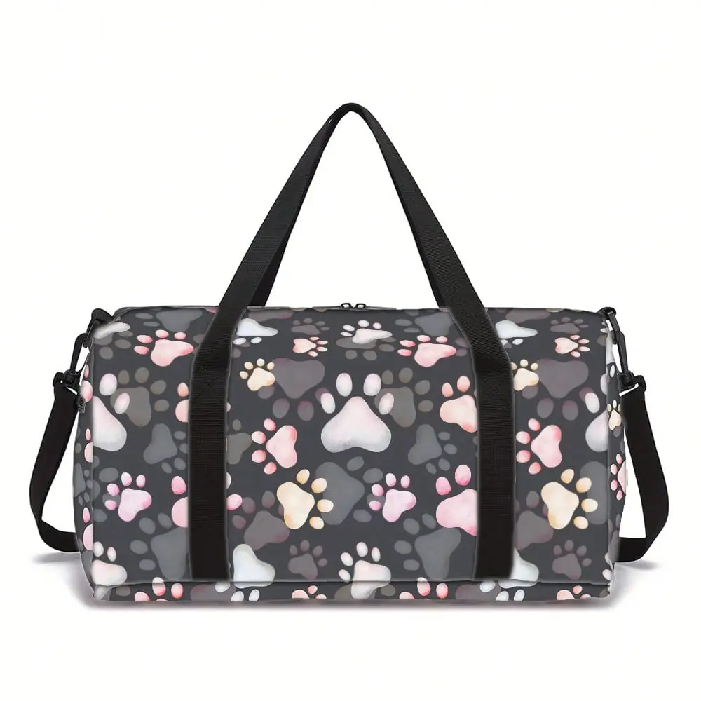 Cute Dog Paw Print Lightweight And Compact Travel Bag, Gym Bag, Can Be Carried Crossbody Or On One Shoulder, Lightweight And Durable, Suitable For Daily Fitness And Short Trips